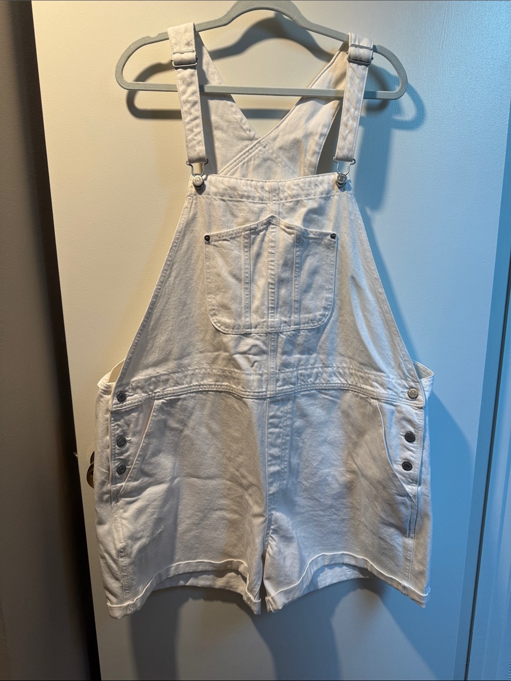 Old Navy Women’s White Denim Short Overalls